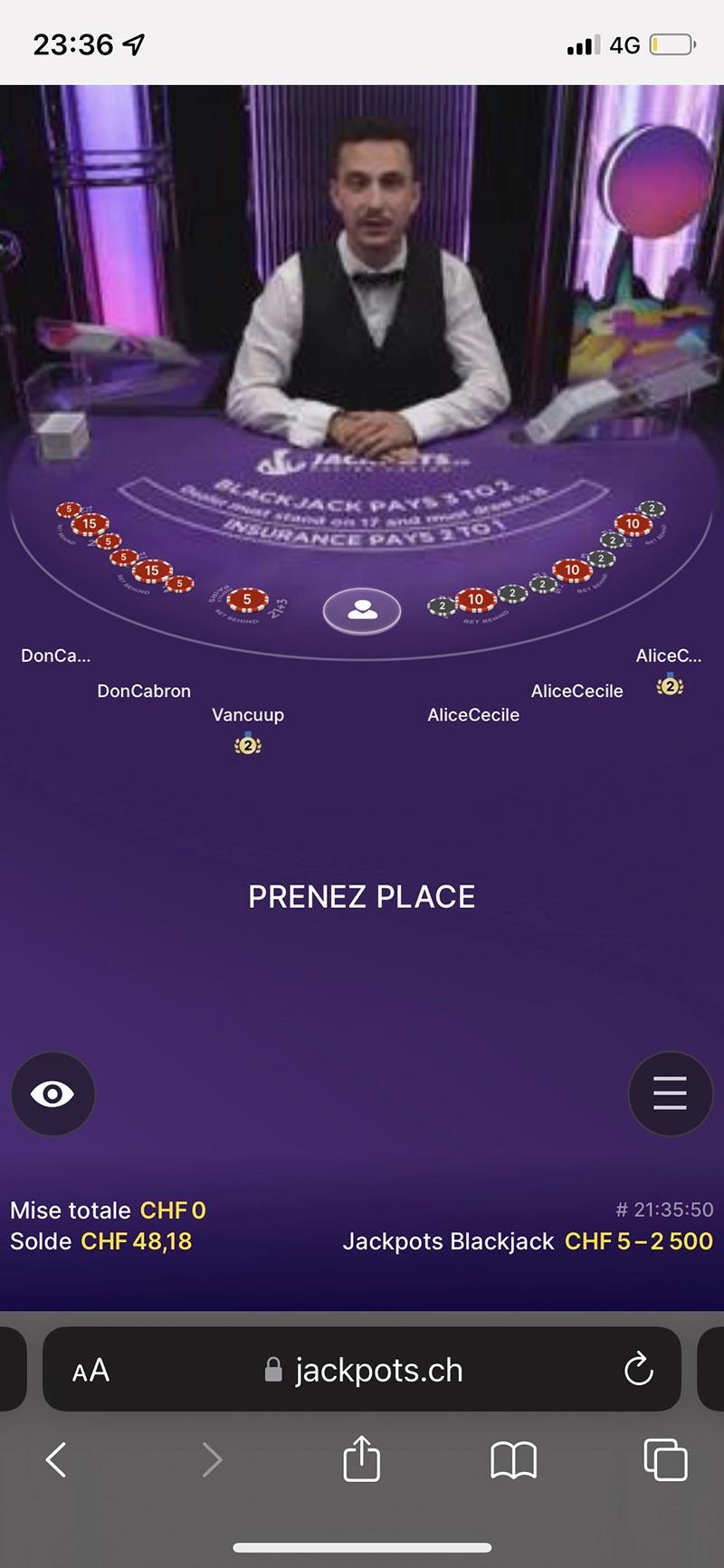 Live casino Jackpots.ch casino online suisse